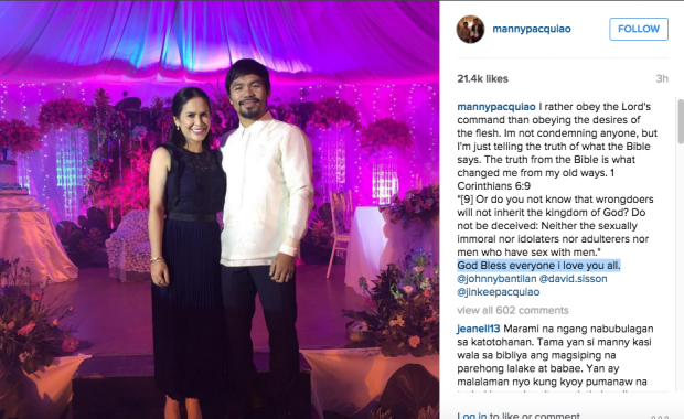 SCREENGRAB FROM MANNY PACQUIAO'S INSTAGRAM ACCOUNT