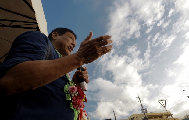 Presidential candidate Mayor Rodrigo Duterte. MARK ALVIC ESPLANA / INQUIRER SOUTHERN LUZON.