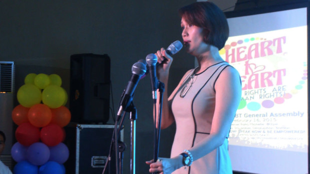 GENDER EQUALITY Geraldine Roman, a candidate in the first congressional district of Bataan province, calls for equal rights for lesbians, gays, bisexuals and transgenders in a speech in Dinalupihan town. GREG REFRACCION/INQUIRER CENTRAL LUZON