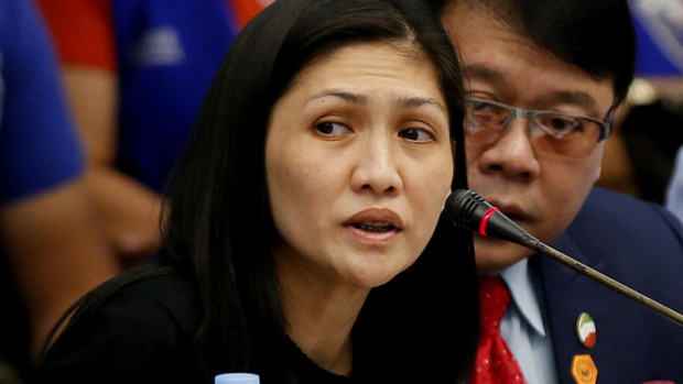 Maia S. Deguito, former Rizal Commercial Banking Corporation (RCBC) branch manager, testifies before the Philippine Senate Blue Ribbon Committee probe into how about $81 million of Bangladesh's stolen funds were transmitted online to four private accounts at a branch of the RCBC Tuesday, March 15, 2016 in Manila, Philippines. AP File Photo