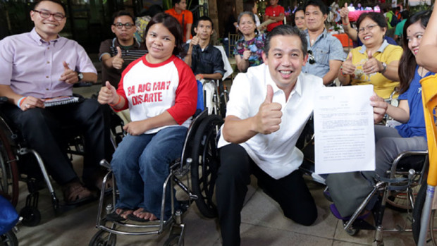 A-OKAY Leyte Rep. Ferdinand Martin Romualdez gives a thumbs up after Congress approved his bill exempting persons with disabilities from the 12-percent VAT on top of their 20-percent discount on goods and services. CONTRIBUTED PHOTO