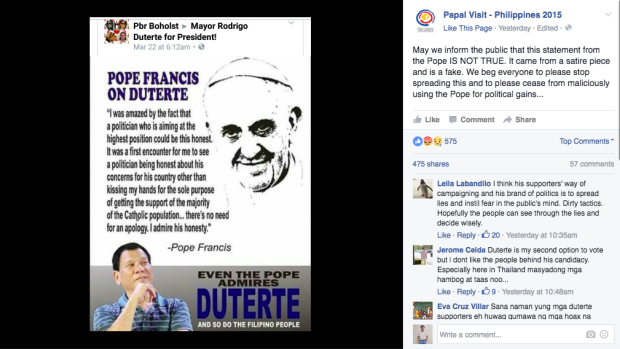 SCREENGRAB from screengrabs from Papal Visit-Philippines 2015 Facebook page