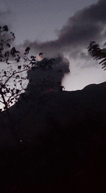 Mount Kanlaon is spewing ash and fiery rocks on Tuesday night. Photo courtesy of  Canlaon Mountain Tigers Search and Rescue on its Facebook page