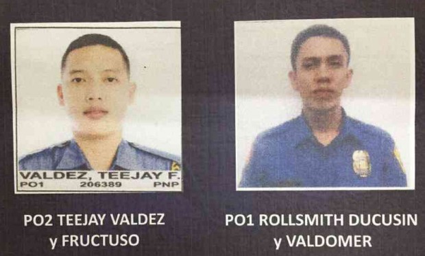 EASTWOOD HOTHEADS  P02 Teejay Valdez (left) and PO1 Rollsmith Ducusin are being made to answer for the death of their colleague.