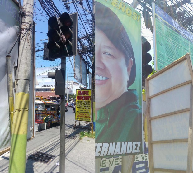 Campaign posters broken traffic lights stoplight