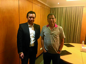 ALLWAS WELL after the meeting between Mayor Rodrigo Duterte and Sen. Antonio Trillanes IV, and this photo, according to the senator, is proof of that. CONTRIBUTED BY SEN. ANTONIO TRILLANES