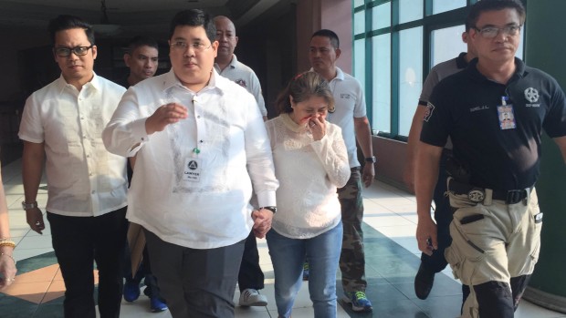 An emotional Rizalina Seachon Lañete walks free after the Sandiganbayan allowed the dismissed Masbate governor to post bail from plunder over the pork barrel scam. Photo by Marc Jayson Cayabyan