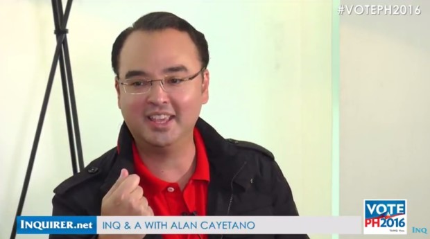 Vice Presidential candidate Sen. Alan Peter Cayetano at the INQ&A interview 