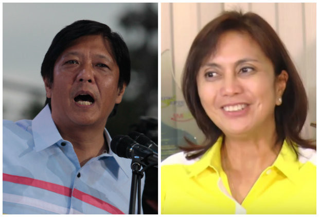 Vice Presidential bets Senator Bongbong Marcos and Camarines Sur representative Leni Robredo. INQUIRER.net and Philippine Daily Inquirer file photos