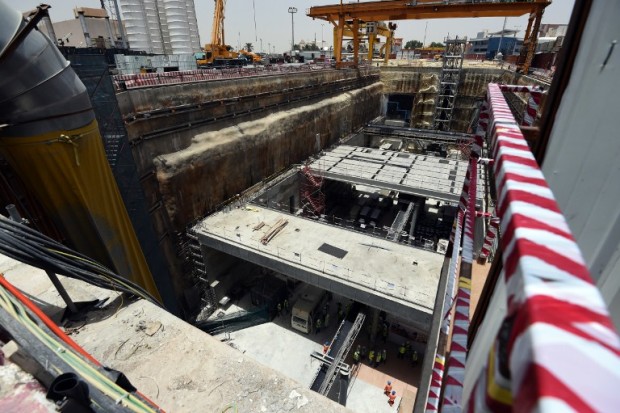 A picture taken on May 4, 2016 shows a construction site of a section of the Saudi capital Riyadh's $22.5 billion metro system.   The system, which will have six lines covering 176 kilometres (109 miles), supported by a bus network of 1,150 kilometres, is due to be completed by the end of 2018. Deputy Crown Prince Mohammed bin Salman announced a long-term reform programme, dubbed "Vision 2030", marking the beginning of a hugely ambitious attempt to move Saudi Arabia beyond oil, the backbone of its economy for decades. / AFP PHOTO / FAYEZ NURELDINE