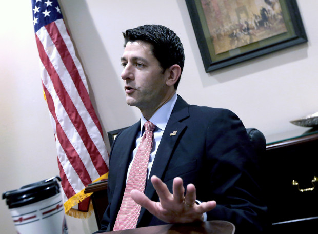 U.S. House Speaker Paul Ryan is pictured during an interview at his constituent center in Janesville, Wis., Monday, May 9, 2016. Ryan said during the interview that he would step aside as chairman of the Republican National Convention if presumptive GOP presidential nominee Donald Trump wants him to do so. (John Hart/Wisconsin State Journal via AP)