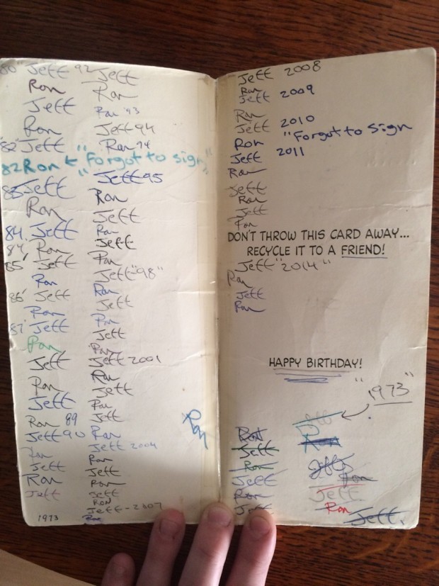 My Dad and Uncle have been sending this Birthday card back and for over 40 years. Pretty old school cool if you ask me! Circa 1973. SCREENGRAB FROM IMGUR