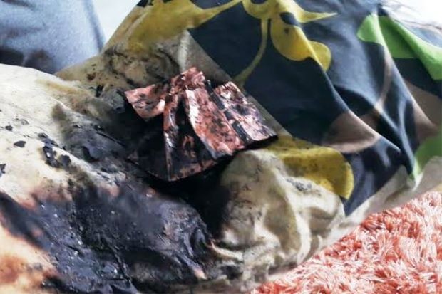 The remains of the phone which was on fire. THE STAR ONLINE/ASIA NEWS NETWORK