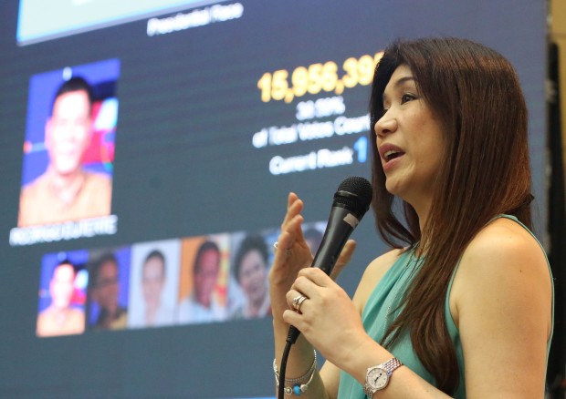 May 14, 2016 PPCRV- PPCRV Communications Director Ana De Villa-Singson releases automated automated data before the end of elections, following the hash code incident that put the credibility of the results into question, during a presconference on saturday. INQUIRER/ MARIANNE BERMUDEZ