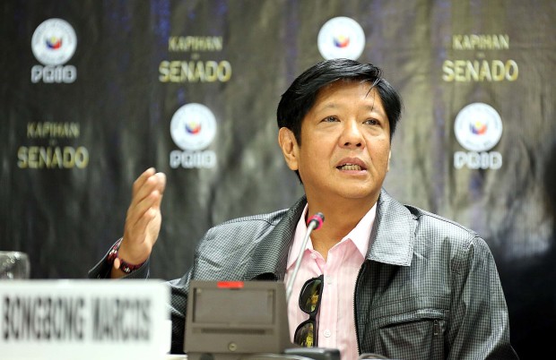Senator Bongbong Marcos questioned the conduct of surveys during the Kapihan sa Senado, Thursday, May 5, 2016, saying that surveys give a glimpse of the public’s sentiment at a certain period. Marcos referred to two Pulse Asia surveys, the first of which was conducted from April 19-24 and showed him leading with 31 percent, and the second, from April 26-29, showing him dropping to second place.  PRIB Photo by Alex Nuevaespaña 