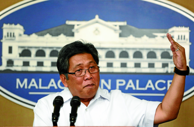 SEC SONNY COLOMA PRESS BRIEFING/ MAY 17,2016 Presidential Communication   Sonny Coloma reacts during a press brief held in Malacañang Palace . The Secretary answers questions regarding the National budget and the smooth transition of powers from the present Adminsitration of President Aquino to incoming Adnministration of President elect Rody Duterte. INQUIRER FILE PHOTO/ JOAN BONFDOC