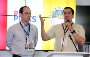NO CHEATING / MAY 12, 2016 COMELEC chairman Andres Bautista and Smartmatic General Manager Elie Moreno answers questions from reporters during a press briefing at the COMELEC headquarters in PICC on Thursday, May 12, 2016. Bautista said that there was no cheating during the transmission of votes at the transparency server. INQUIRER PHOTO / GRIG C. MONTEGRANDE