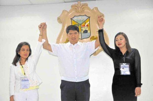 ILOILO Rep. Oscar Garin, a member of the Garin political clan, is proclaimed winner by the Iloilo provincial board of canvassers. CONTRIBUTED PHOTO