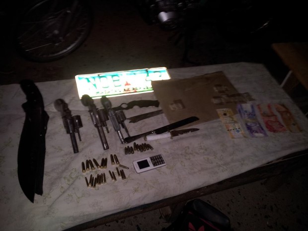 Firearms and ammunition seized during the raid