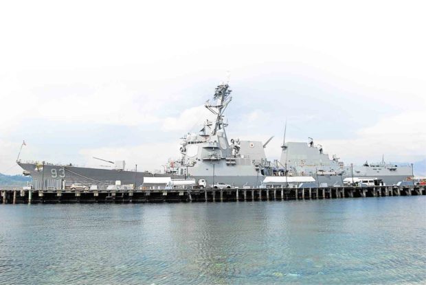 ONE OF the two American warships conducting surveillance patrols in the West Philippine Sea, site of territorial disputes between the Philippines and China, docks at Subic. ALLAN MACATUNO/INQUIRER CENTRAL LUZON