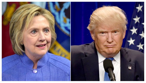 This combination of file photos shows Democratic presidential candidate Hillary Clinton(L)on June 15, 2016 and presumptive Republican presidential nominee Donald Trump on June 13, 2016.  / AFP PHOTO / dsk