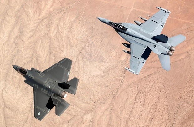F-35 Lightning II and F-18 Hornet