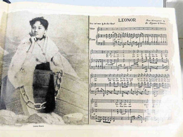 LOVE SONG A music sheet shows the piano arrangement to national hero Jose Rizal’s song, “Leonor,” to Leonor Rivera, in this image reproduction of two pages in the coffee-table book, “Dagupan: The Story of a Coastal City and Dagupan Bangus.”