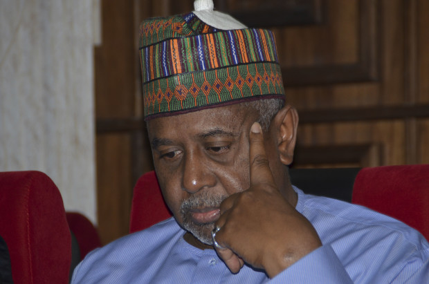 FILE- In this Tuesday, Sept.1, 2015 file photo, Nigeria's former national security adviser Sambo Dasuki attends a hearing to face charges of possessing weapons illegally, at the Federal High Court in Abuja, Nigeria. Dasuki is accused of diverting $2.1 billion meant to fight the Boko Haram Islamic insurgency. Nigeria has seized more than $10.3 billion in looted cash and assets in the past year under President Muhammadu Buhari's anti-corruption campaign, the information minister announced Saturday June. 4, 2016. (AP Photo/File)