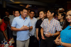 President-elect Rodrigo Duterte meets with Senator Ferdinand "Bongbong" Marcos Jr., during the latter's courtesy call on the incoming President at Davao City on June 11, 2016. (Photo courtesy of the Davao City Mayor's office)