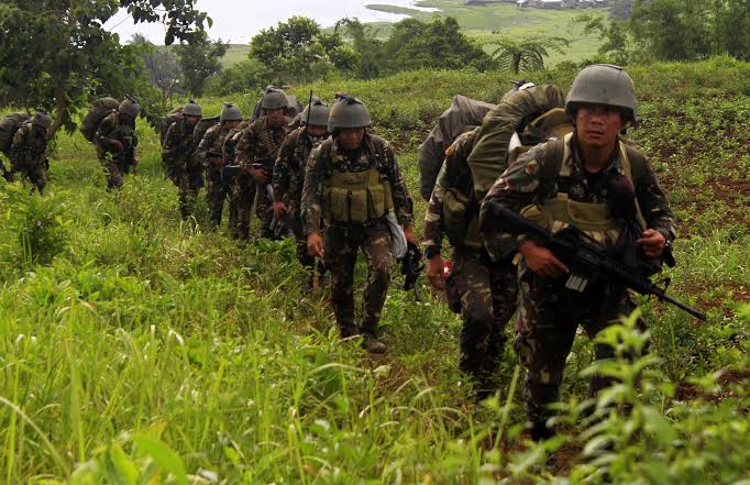 Soldiers from the 103rd Brigade of the Philippine Army, are in hot pursuit of the Maute criminal group n Butig town in Lanao del Sur on Wedenesday, June 1, 2016.  (Photo by : Richel V. Umel, Inquirer Mindanao)