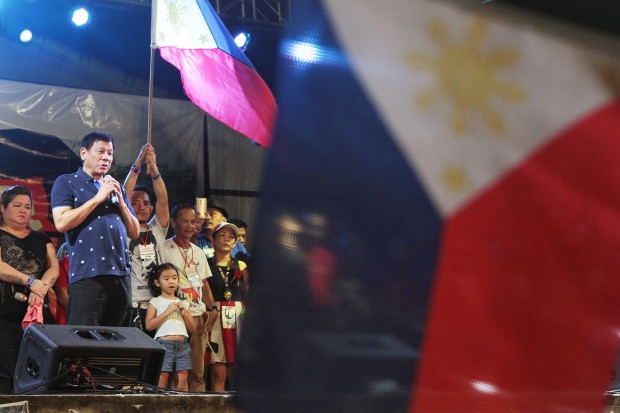 JUNE 26, 2016 President Elect Rodrigo Duterte delivers his speech during the thankgiving party Cebu city. TONEE DESPOJO
