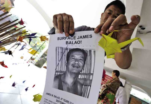 PAPER cranes were among the motifs for a program in 2013 at UP Baguio for missing activist James Balao. EV ESPIRITU/INQUIRER NORTHERN LUZON