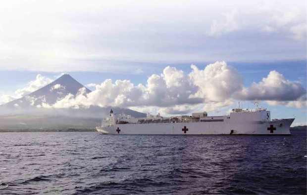 THE USNS Mercy docks in Albay Gulf for a two-week medical and community assistance mission in Albay province. MARK ALVIC ESPLANA
