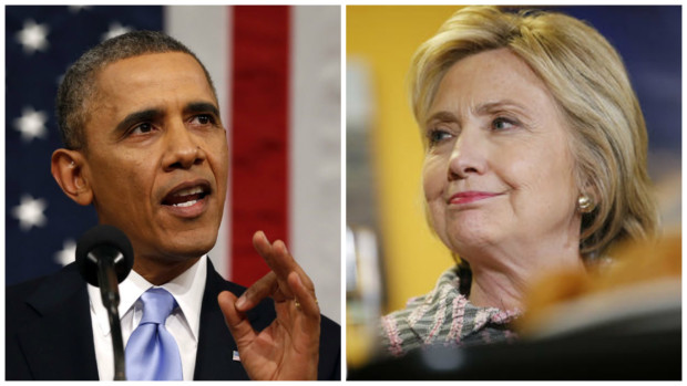 US President Barack Obama and presidential aspirant Hillary Clinton. AP FILE PHOTOS