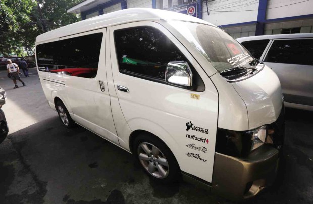 HORROR RIDE RECALLED Two more complainants surface at the QCPD on Friday, hours after the death of  Alfie Turado, one of the two men who allegedly cruised around in a ‘colorum’ van (lower photo) to rob and rape female passengers.   Niño Jesus Orbeta
