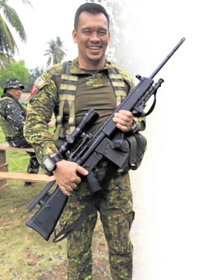 LT. COL. Cristobal Julian Paolo Perez in Ungkaya Pukan town in Basilan province shortly after soldiers discovered a bomb-making facility of terrorists. JULIE ALIPALA/INQUIRER MINDANAO