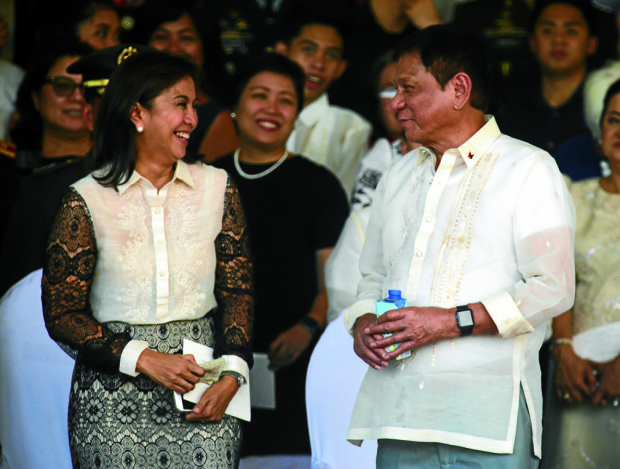 Vice President Leni Robredo and President Duterte.  JOAN BONDOC/INQUIRER FILE  PHOTO