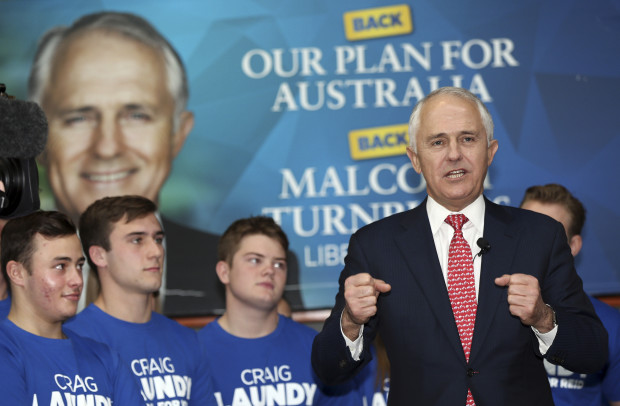 Australian Prime Minister Malcolm Turnbull speaks to the media during his visit to a small business factory in the western suburbs of Sydney Friday, July 1, 2016. Australians go to the polls Saturday with the opposition leader vying to become the country's fifth prime minister in three years. Global market turmoil since the Brexit vote, Australia's success in turning back asylum seeker boats, gay marriage, housing prices, corporate tax rates and union corruption have been major issues in the eight-week campaign. AP