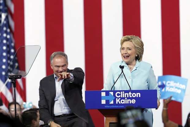 In this July 23, 2016 file photo, Democratic presidential candidate Hillary Clinton, accompanied by her running mate, Democratic Vice Presidential candidate Sen. Tim Kaine, D-Va., speaks at a rally in Miami. The Democratic National Convention speaker’s lineup has highlighted an increasingly diverse country that could soon elect the first female president as successor to its first black chief executive.  AP FILE PHOTO