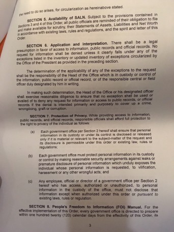 FULL TEXT: Executive order on freedom of information | Inquirer News