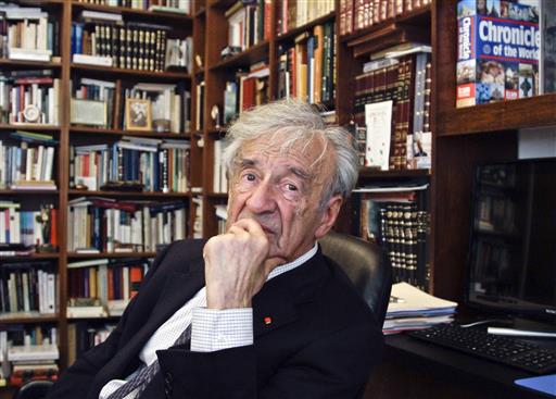 In this Sept. 12, 2012, photo Elie Wiesel is photographed in his office in New York. Wiesel, the Nobel laureate and Holocaust survivor has died. His death was announced Saturday, July 2, 2016 by Israel's Yad Vashem Holocaust Memorial. 