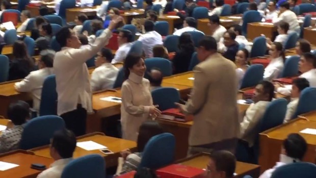Former president now Pampanga representative Gloria Arroyo is back at the House of Representatives plenary for the election of the next Speaker of the 17th Congress. Photo by Marc Jayson Cayabyab, INQUIRER.net 