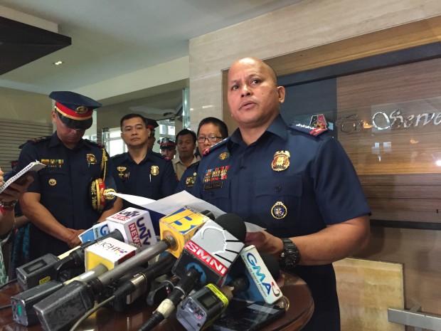 Philippine National Police chief Director General Ronald "Bato" Dela Rosa in a media interview at the PNP headquarters in Camp Crame, Quezon City. JULLIANE LOVE DE JESUS/INQUIRER.net