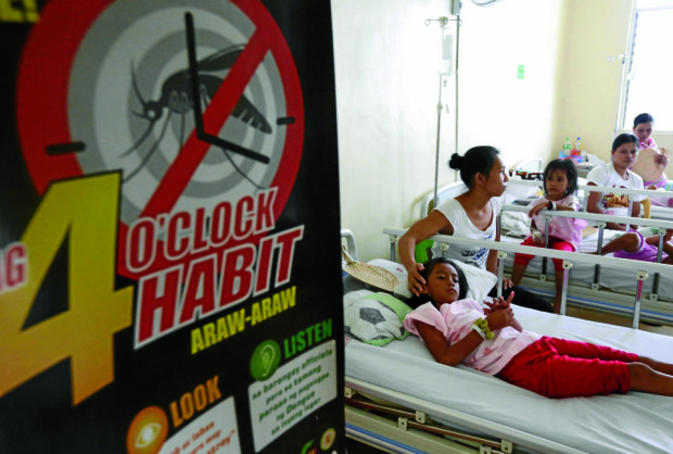 DENGUE ON THE RISE Children stricken with dengue and their parents rest at San Lazaro Hospital in Manila. The Department of Health has added dengue to its Code White alert list as dengue cases across the country hit more than 57,000 from January to June. A Code White alert means all hospital staff are on standby round the clock and medicines and other supplies have been prepositioned. INQUIRER FILE PHOTO