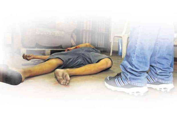 THE BODY of a suspected drug user lies in his living room in a Cebu City village after a gunman, still unidentified, shot him. LITO TECSON/CEBU DAILY NEWS