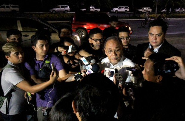 DUTERTE IN MANILA / JUNE 16, 2016 Ernesto 'Ernie' Abella, the incoming official Presidential spokesperson, with incoming Presidenial Communications Operations Office Chief Martin Andanar talks to media outside the  Philippine International Convention Center in Pasay City after President-elect Rodrigo Duterte meet his incoming cabinet members. INQUIRER PHOTO / RICHARD A. REYES