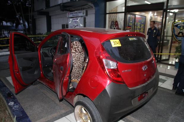 Authorities recovered the abandoned vehicle used by the Quiapo road rage suspect, Vhon Tanto in Aritao, Nueva Vizcaya and was brought to the PNP National Headquarters in Camp Crame on Thursday, July 28, for further examination. (PNP-PIO Photo)