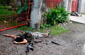At least 6 hired men of Albuera, Leyte Mayor Rolando Espinosa Sr. were killed by police who raided the Espinosa house in Leyte. Mayor Espinosa and his son Kerwin have been accused of running drug manufacturing and trafficking operations in Visayas. (ROBERT DEJON/INQUIRER VISAYAS)