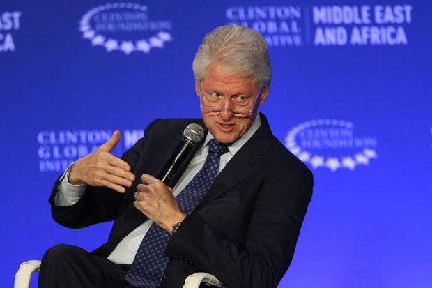 FILE - In this May 6, 2015, photo, former President Bill Clinton speaks during a plenary session at the Clinton Global Initiative Middle East & Africa meeting in Marrakech, Morocco. As Bill Clintons presidency ended, he was popular, yet still tainted by scandal, and struggling to find his footing after eight years in the White House. He eventually channeled his energy into the global philanthropy that bears his name and has shaped so much of his post-presidential legacy. (AP Photo/Abdeljalil Bounhar, File)