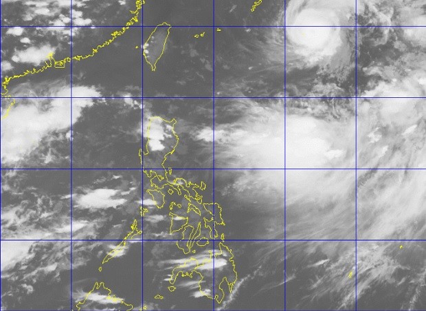 Typhoon Dindo (international name Lion Rock) swirls near the upper right corner of this satellite image released by Pagasa. The weather bureau said there was little chance that Dindo would make landfall in the country. PAGASA PHOTO